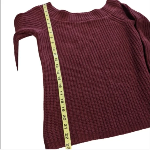 Pink Republic Sweater Burgundy Shaker Knit Ribbed Cotton Large - Picture 10 of 11
